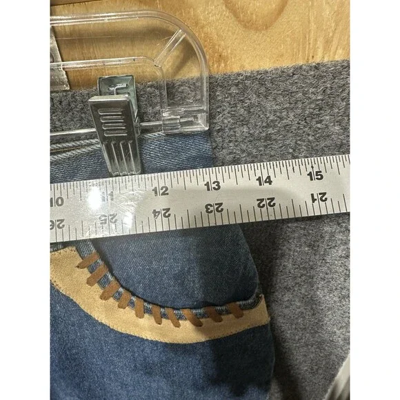 Vintage SapMan Western 80’s Denim Fringe Skirt Midi W/ Poncho Size 5/6 - Picture 5 of 13
